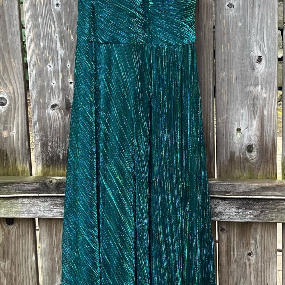 Betsy & Adam Teal Metallic Dress